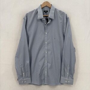 Express Performance Dress Shirt Mens XL Blue Stripe Slim Fit Stretch Business